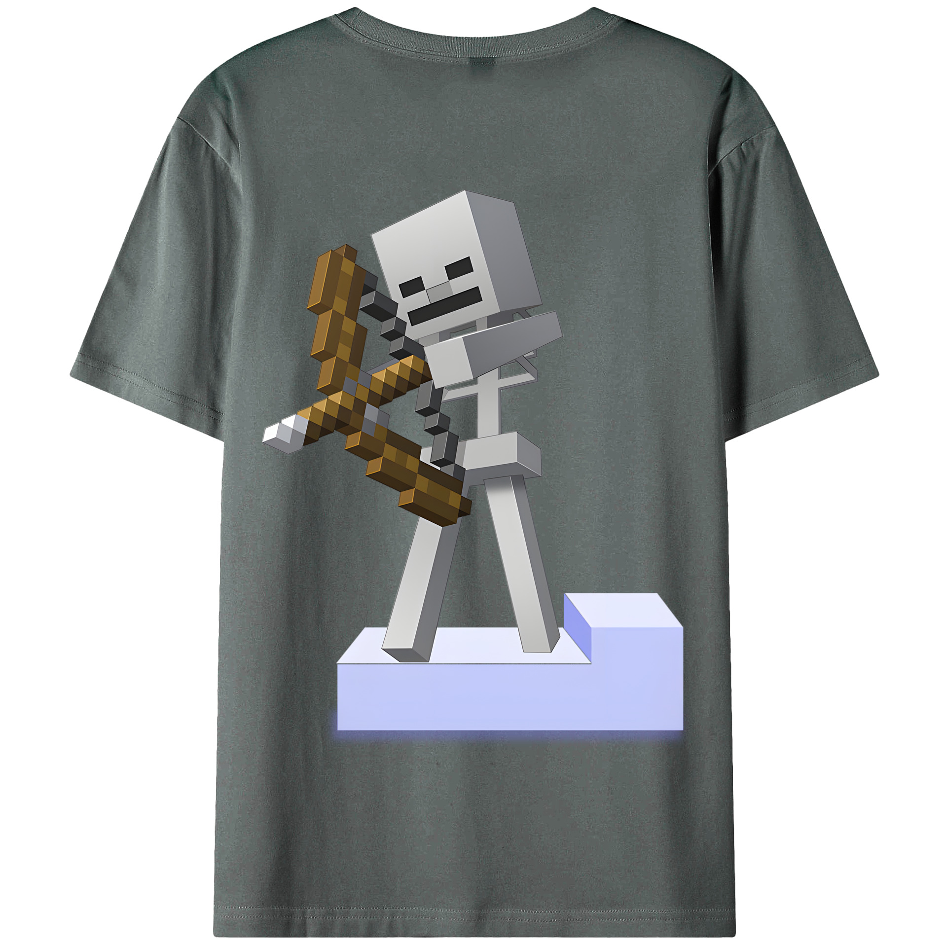 （画像用） マインクラフト ブロックの世界 Minecraft MC Block world 綿100％半袖Tシャツ（背面プリント）